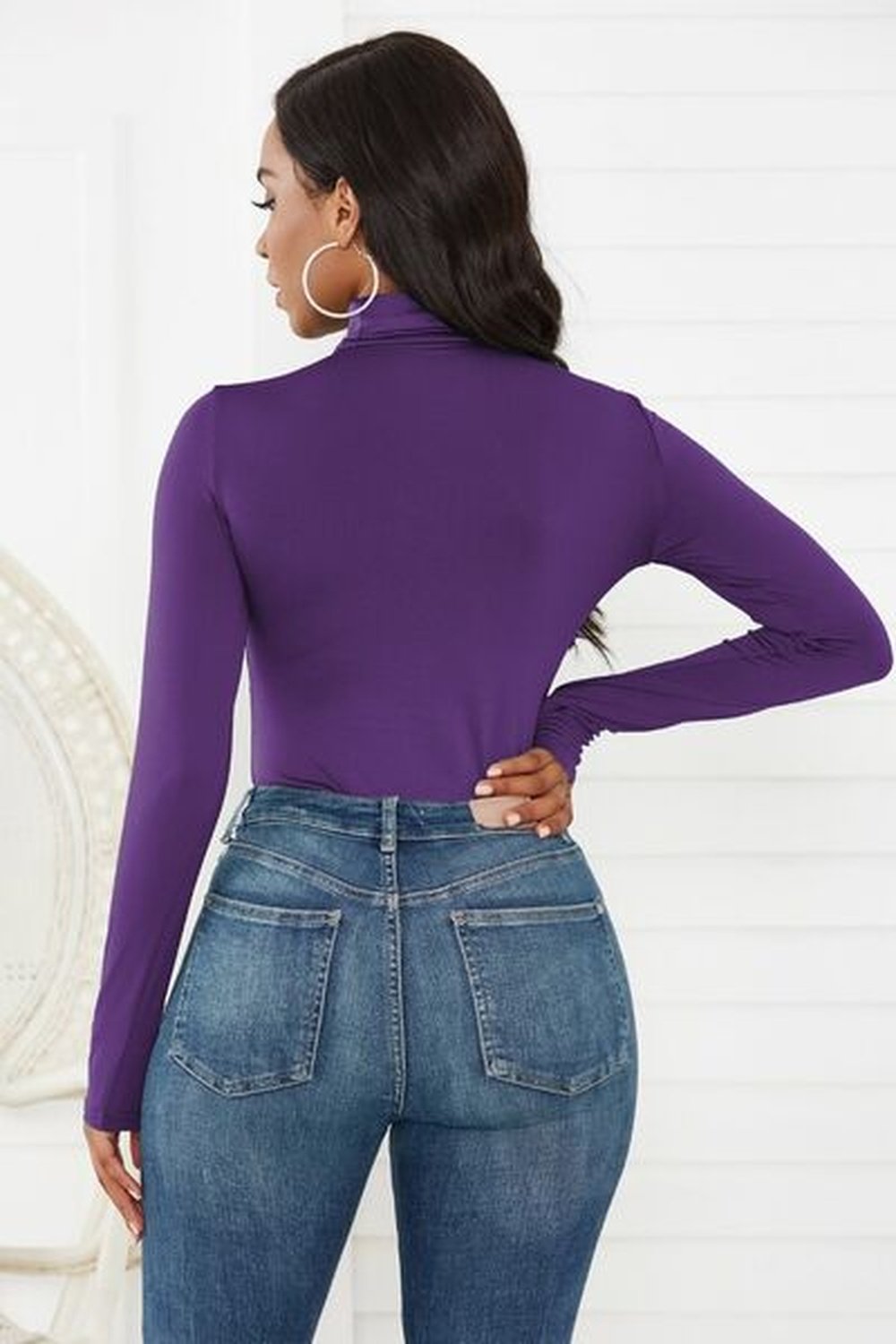 Turtleneck Long Sleeve Bodysuit - Bodysuit - FITGGINS