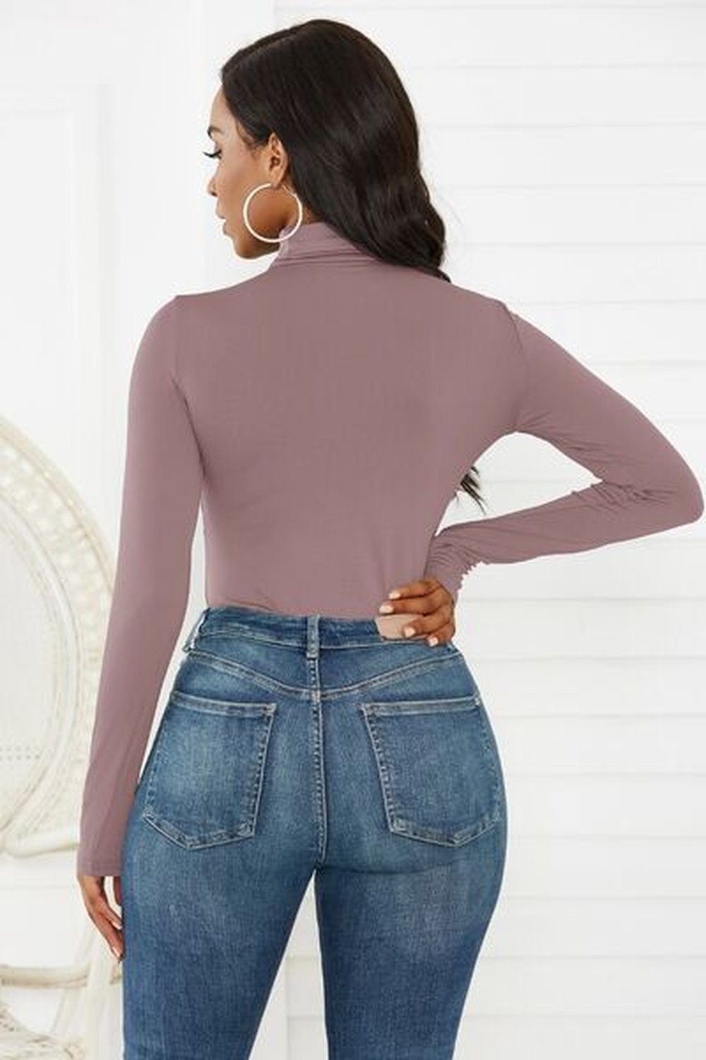 Turtleneck Long Sleeve Bodysuit - Bodysuit - FITGGINS