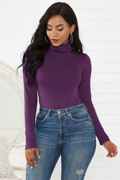 Turtleneck Long Sleeve Bodysuit - Bodysuit - FITGGINS