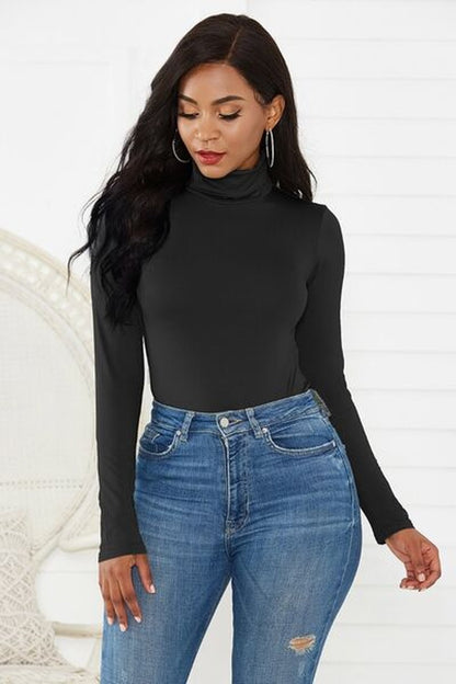 Turtleneck Long Sleeve Bodysuit - Bodysuit - FITGGINS