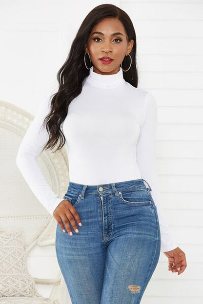 Turtleneck Long Sleeve Bodysuit - Bodysuit - FITGGINS