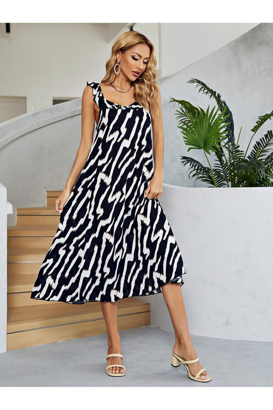 Two-Tone Low Back Midi Dress - Casual & Maxi Dresses - FITGGINS