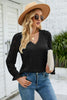 V-Neck Flounce Sleeve Lace Top