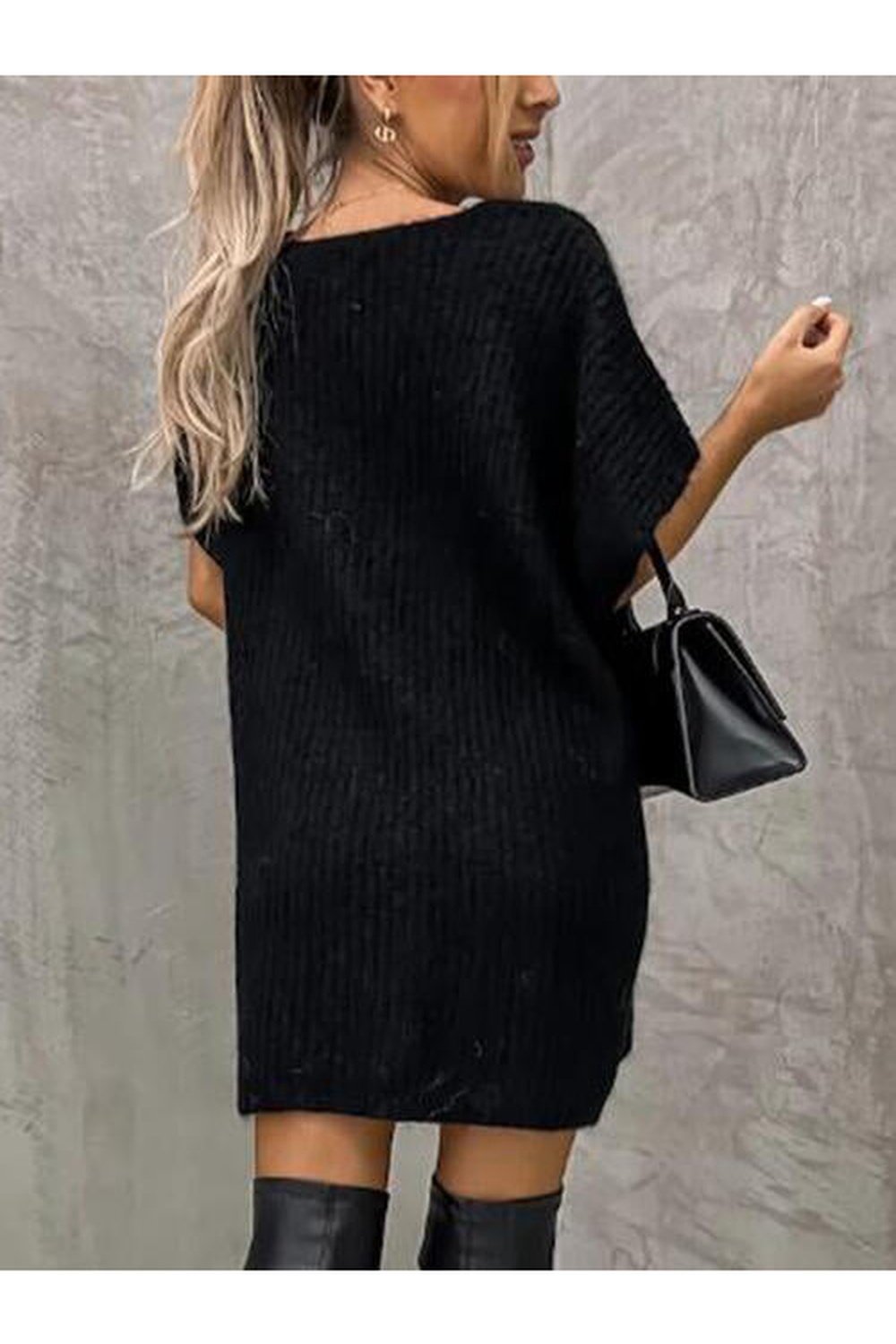 V-Neck Short Sleeve Sweater with Pockets - Pullover Sweaters - FITGGINS