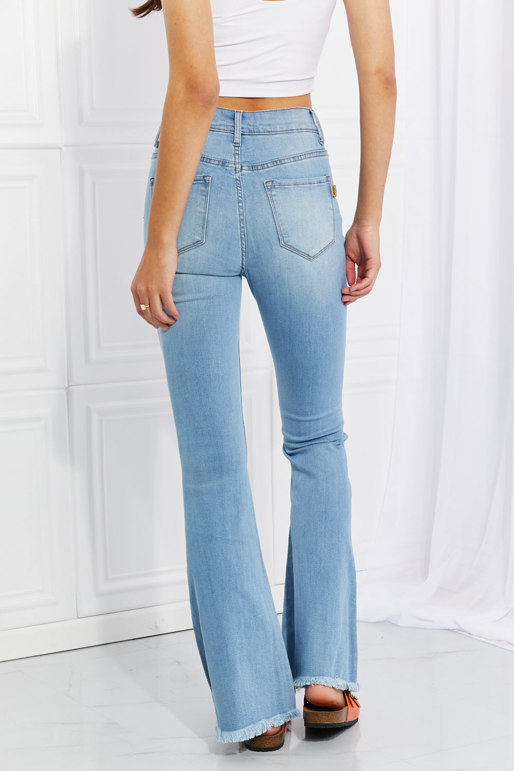 Vibrant MIU Full Size Jess Button Flare Jeans - Jeans - FITGGINS