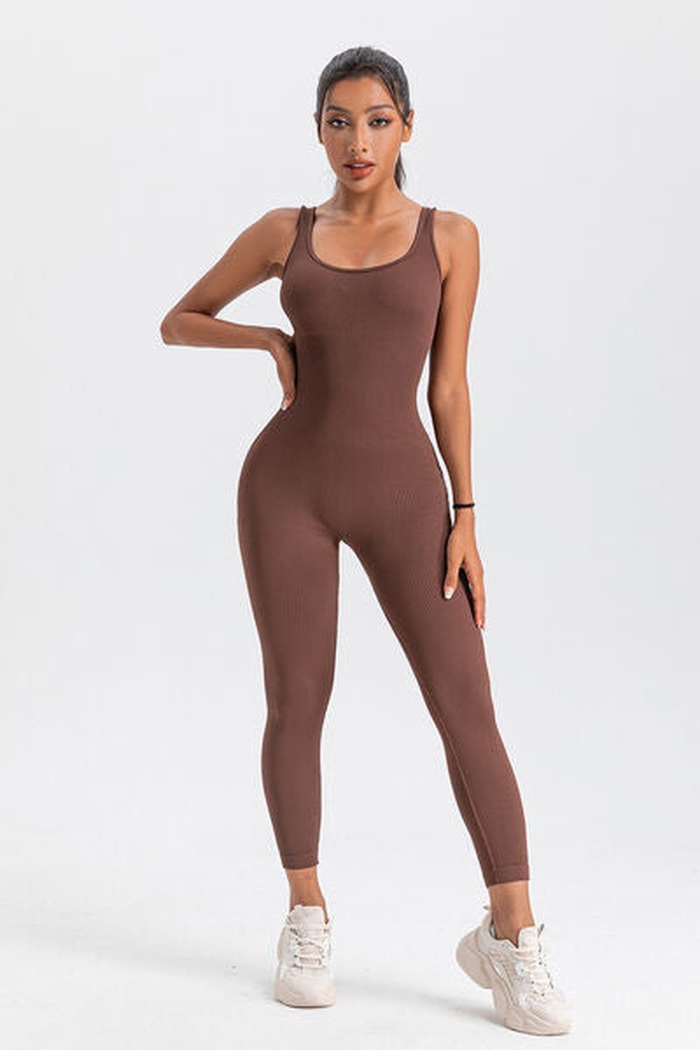 Wide Strap Sleeveless Active Jumpsuit - Active Set - FITGGINS