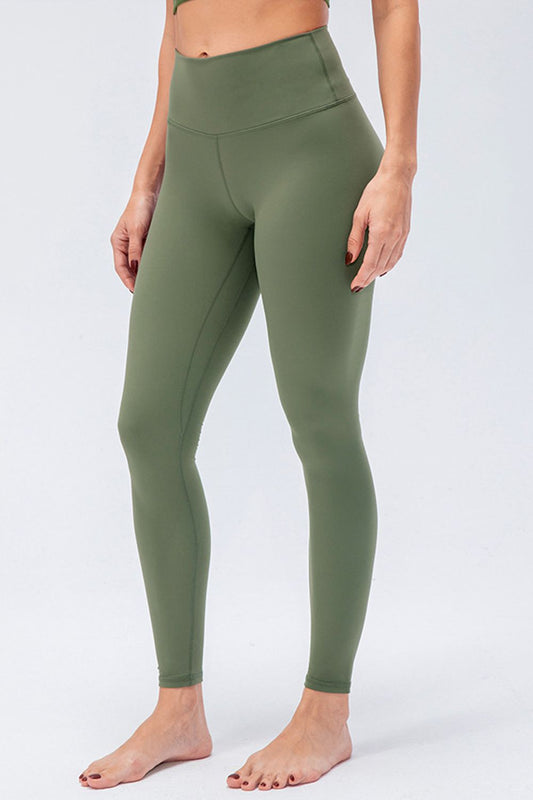 Wide Waistband Slim Fit Active Leggings - Leggings - FITGGINS