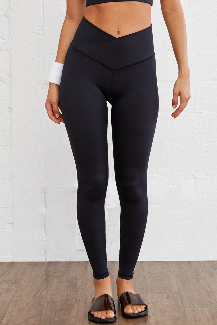 Wide Waistband Slim Fit Sports Pants - Leggings - FITGGINS