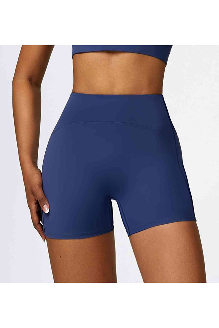 Wide Waistband Slim Fit Sports Shorts - Short Leggings - FITGGINS