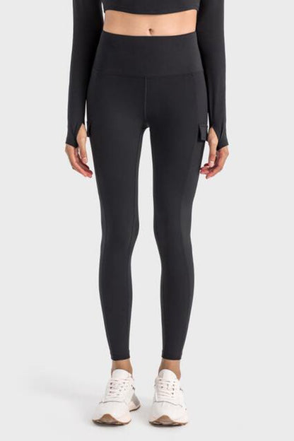 Wide Waistband Sports Leggings - Leggings - FITGGINS