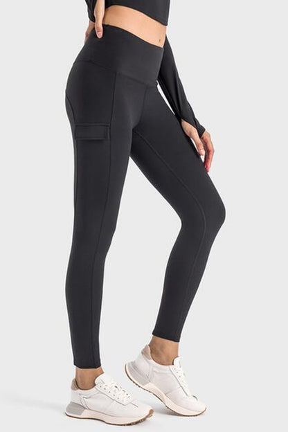 Wide Waistband Sports Leggings - Leggings - FITGGINS