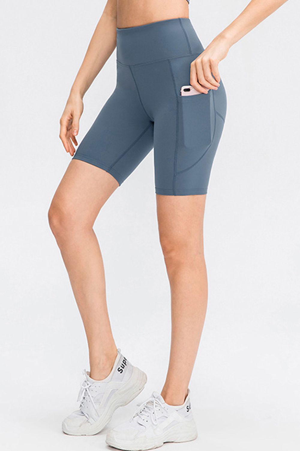 Wide Waistband Sports Shorts with Pockets - Short Leggings - FITGGINS