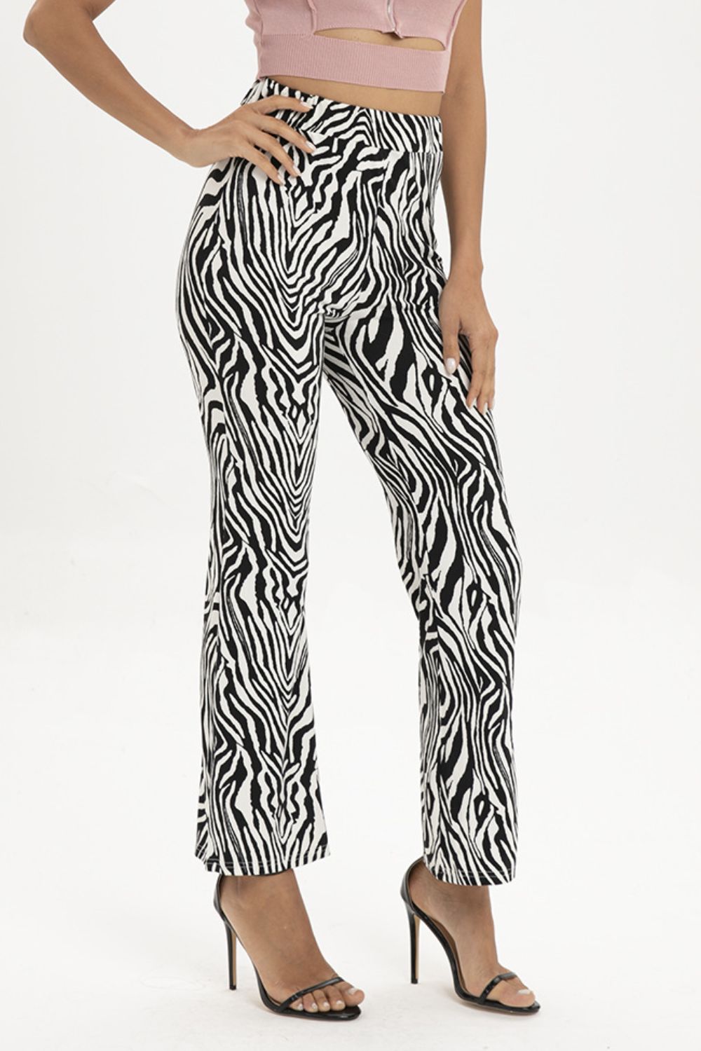 Zebra Print Straight Leg Pants - Pants - FITGGINS