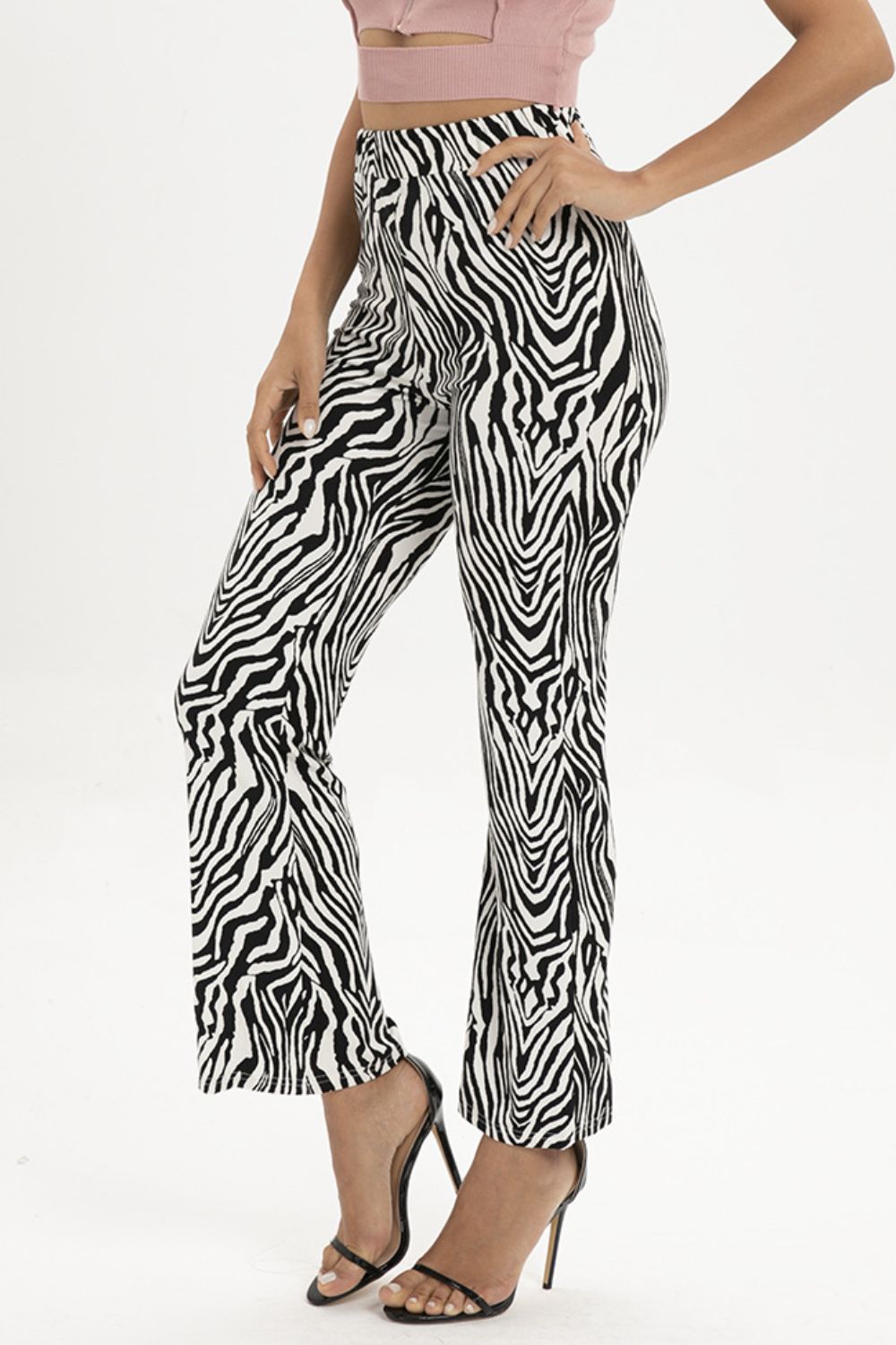 Zebra Print Straight Leg Pants - Pants - FITGGINS