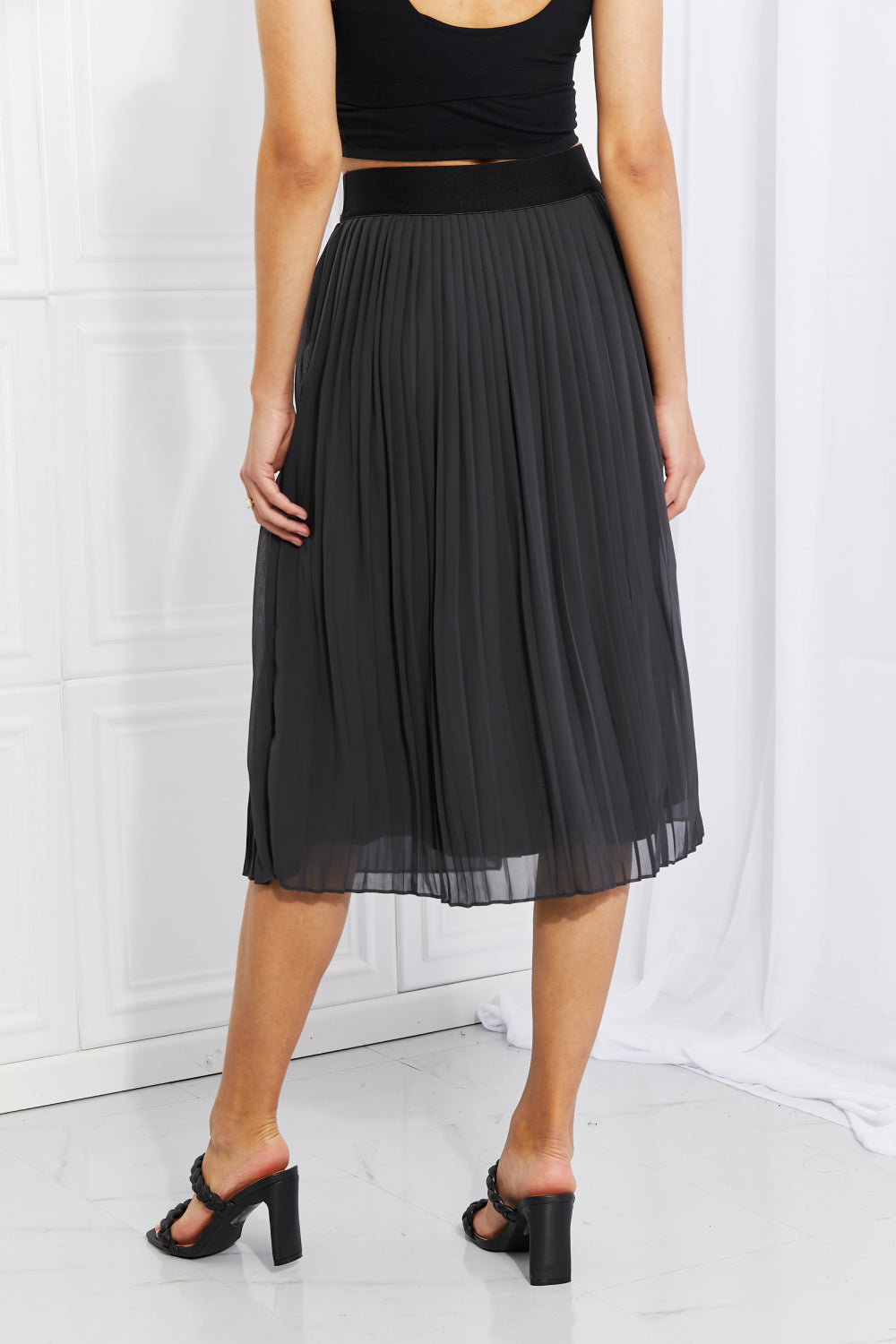 Zenana Full Size Romantic At Heart Pleated Chiffon Midi Skirt - Skirts - FITGGINS