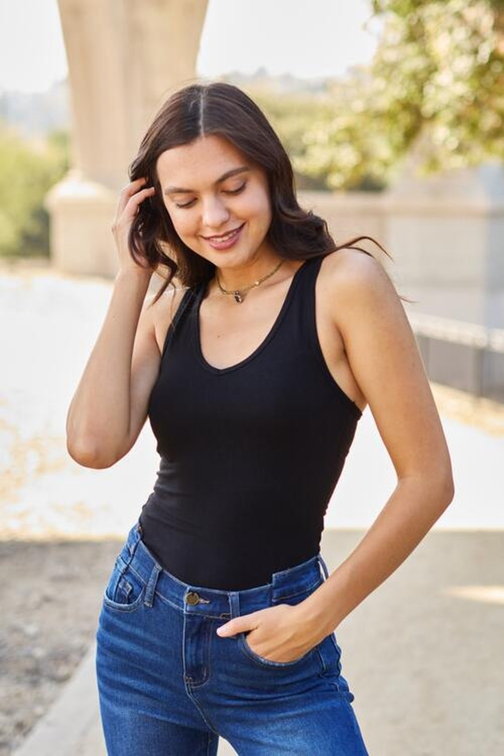 Zenana Racerback Tank Bodysuit - Bodysuit - FITGGINS