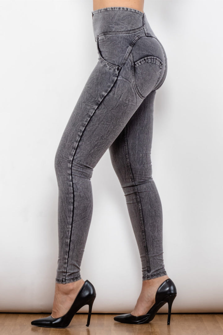 Zip Closure Skinny Jeans with Pockets - Jeans - FITGGINS