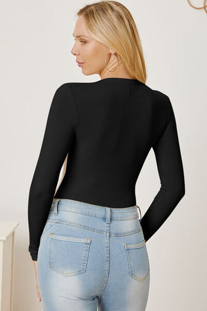 Zip Up Long Sleeve Bodysuit - Bodysuit - FITGGINS