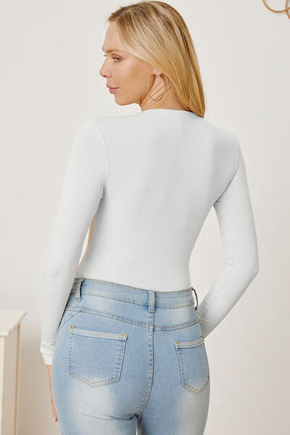 Zip Up Long Sleeve Bodysuit - Bodysuit - FITGGINS