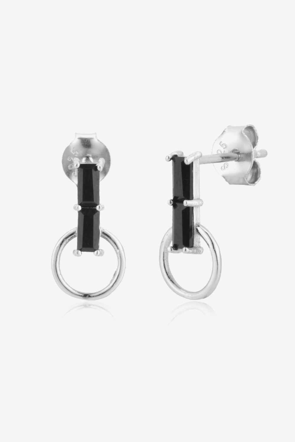 Zircon 925 Sterling Silver Hoop Drop Earrings - Earrings - FITGGINS