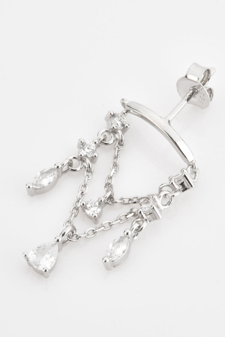 Zircon 925 Sterling Silver Single Chandelier Earring - Earrings - FITGGINS