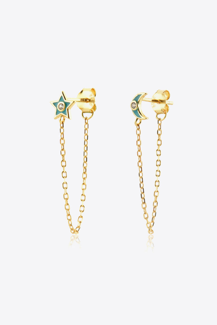 Zircon Star and Moon Mismatched Earrings - Earrings - FITGGINS
