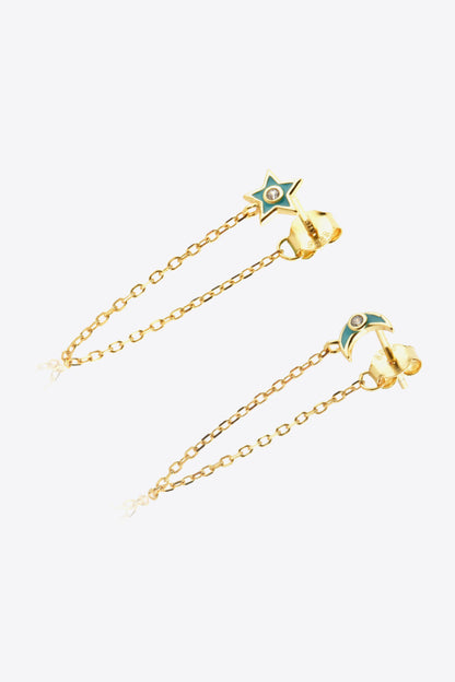 Zircon Star and Moon Mismatched Earrings - Earrings - FITGGINS