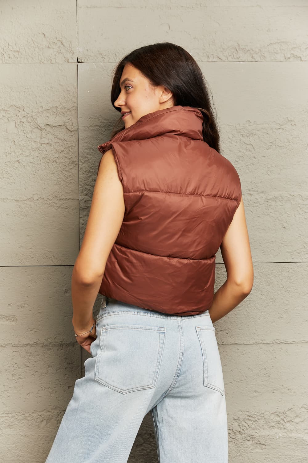 Zip-Up Drawstring Puffer Vest - Jackets - FITGGINS