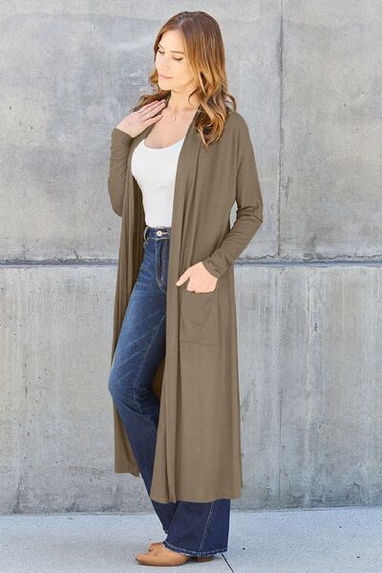 Basic Bae Full Size Open Front Long Sleeve Cover Up - Cardigans - FITGGINS