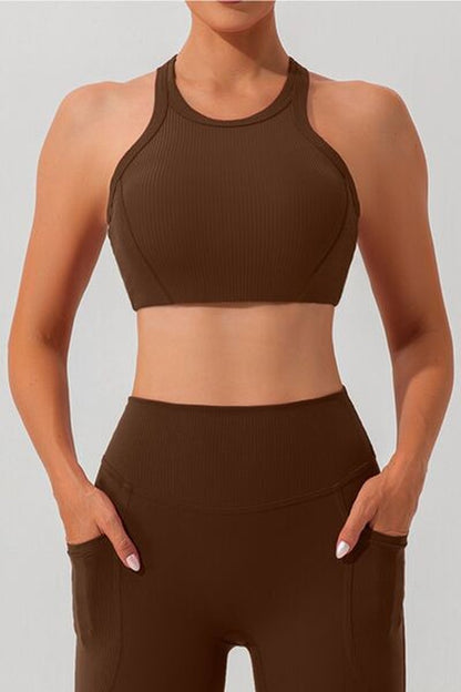 Round Neck Racerback Active Tank - Crop Tops & Tank Tops - FITGGINS