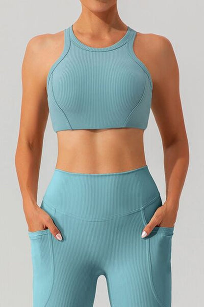 Round Neck Racerback Active Tank - Crop Tops & Tank Tops - FITGGINS