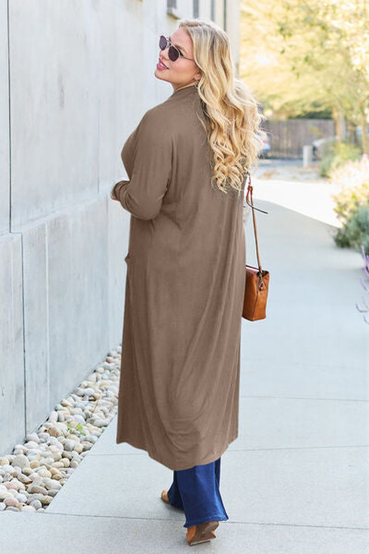 Basic Bae Full Size Open Front Long Sleeve Cover Up - Cardigans - FITGGINS