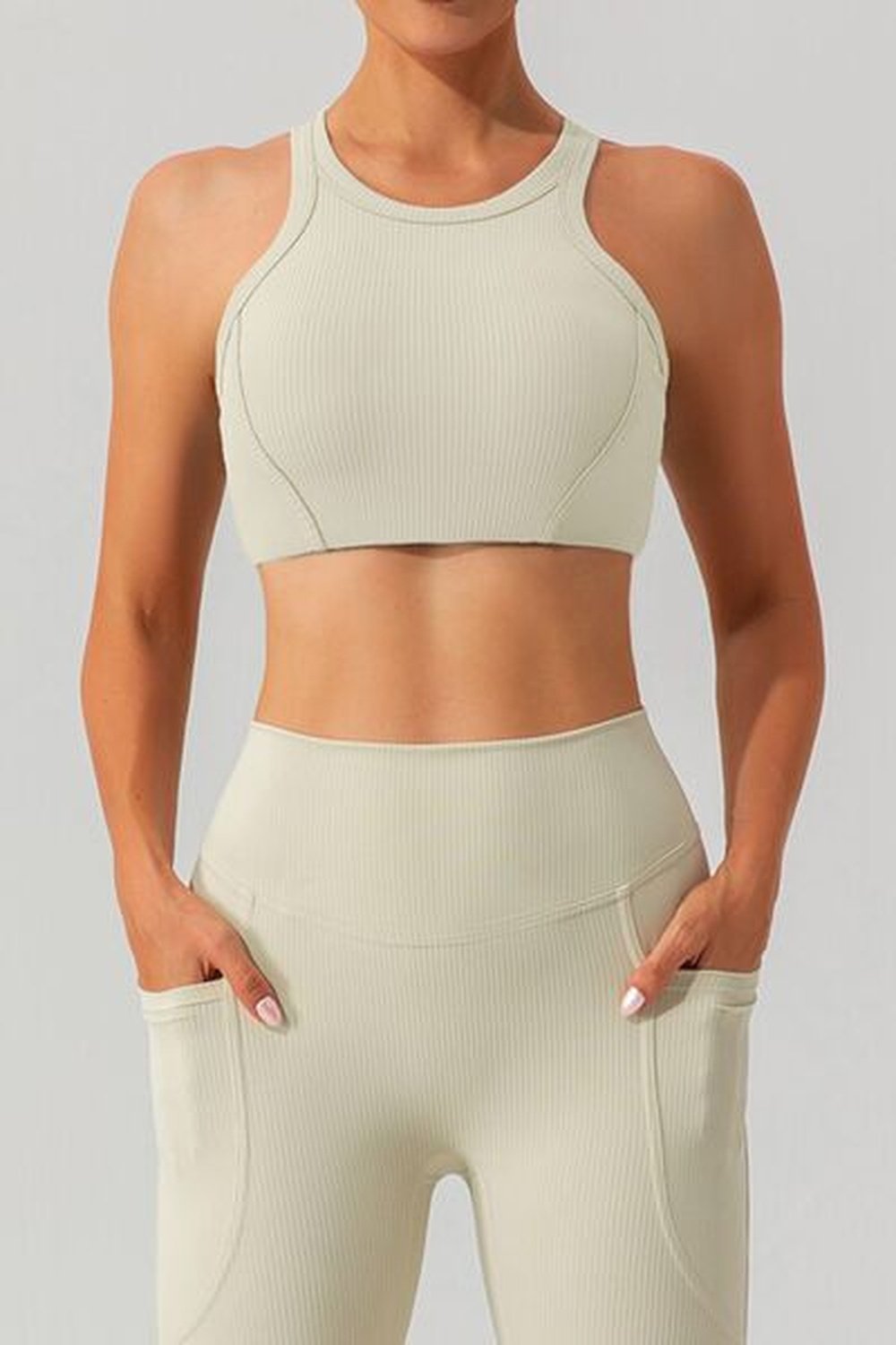 Round Neck Racerback Active Tank - Crop Tops & Tank Tops - FITGGINS